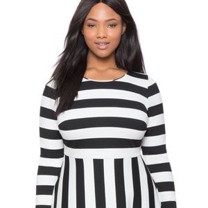 Opposing Stripes Fit and Flare Dress